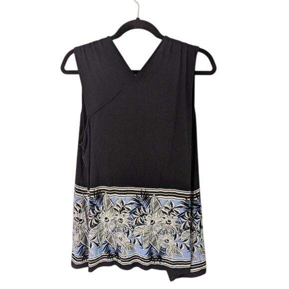 J. Jill Wearever Collection Women's Black Floral Print Hem Tank Top Size L - Picture 2 of 3
